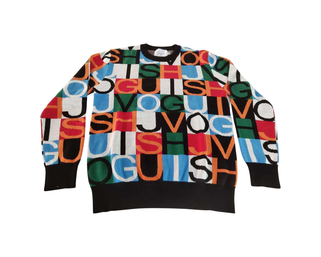 J’Voguish Jacquard All Over Crewneck Sweater